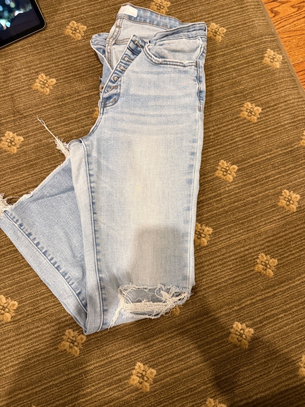 Light Wash Skinny Jeans with Distressed Hem - Women